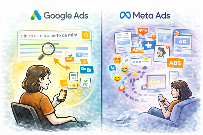 O que muda entre Google Ads e Meta Ads